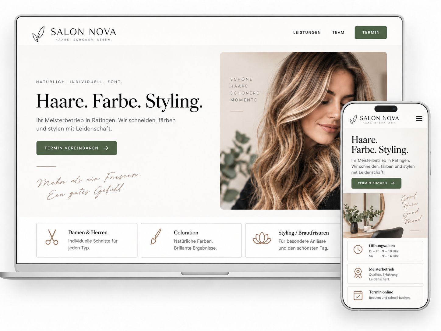 Beispiel-Homepage für einen Friseur