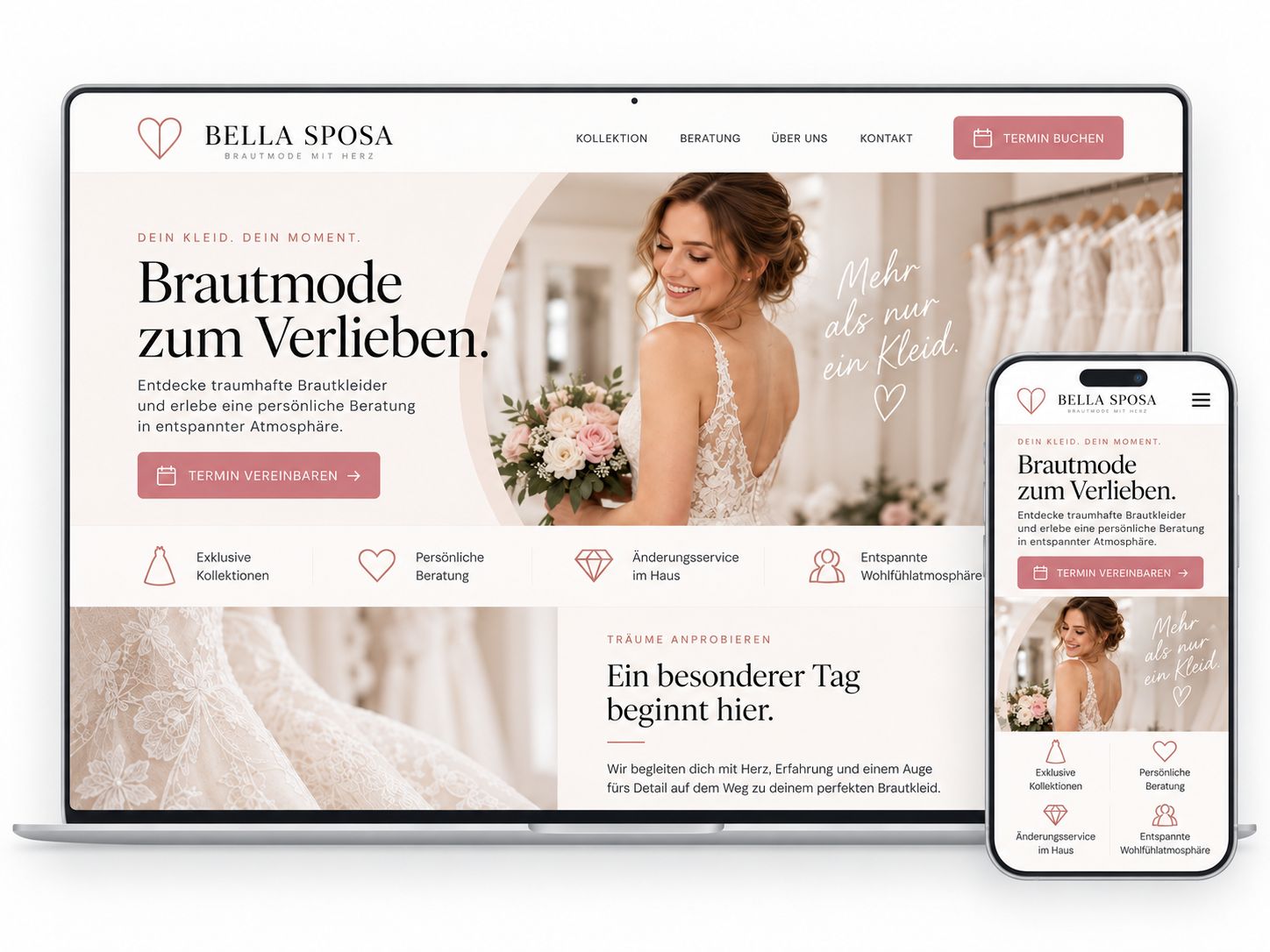 Beispiel-Homepage für einen Hochzeitsplaner