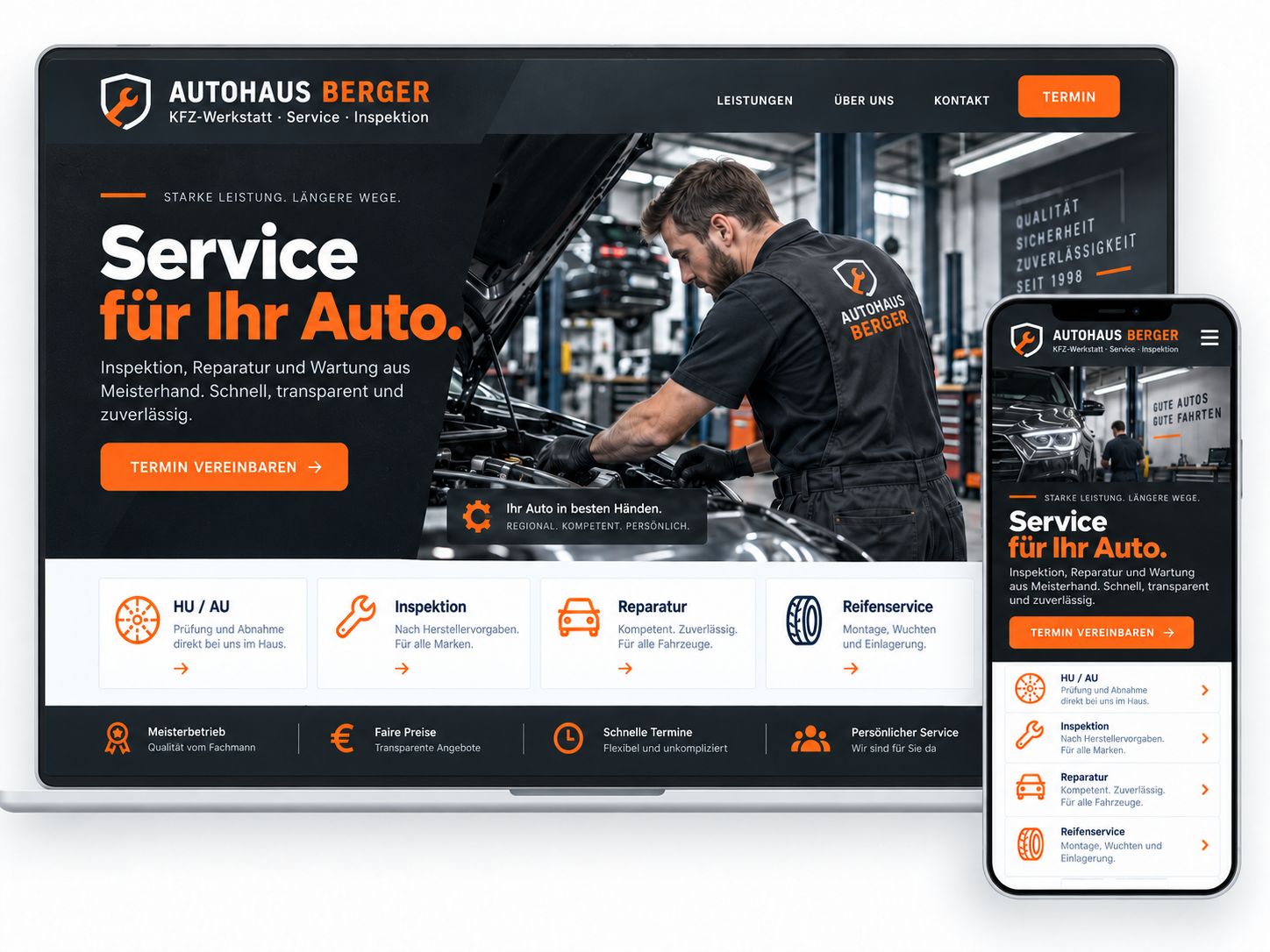 Beispiel-Homepage für eine KFZ-Werkstatt
